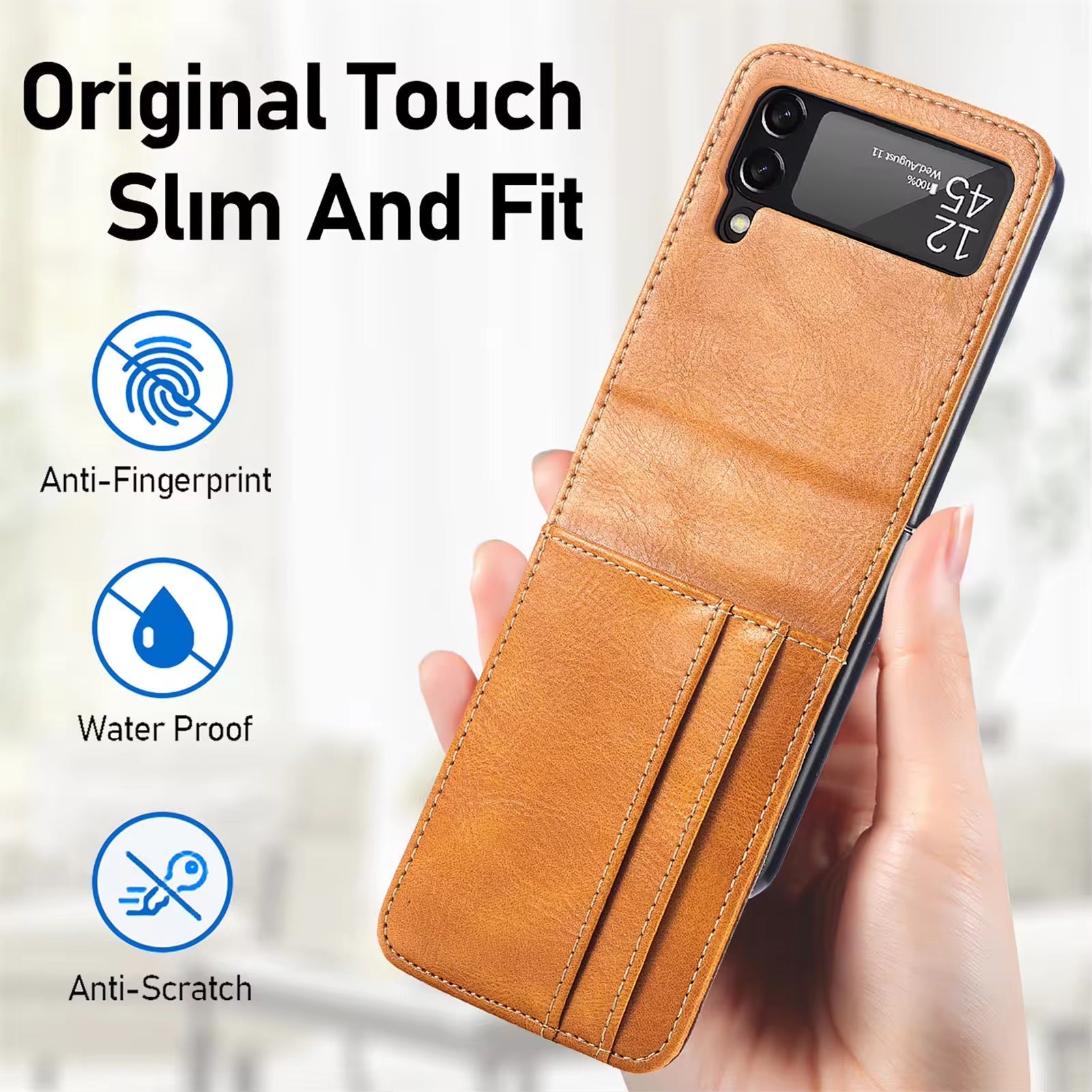 Premium Leather Wallet Wireless Charging Samsung Z Flip Case Mobile Case by CoverMeUp - Style 11