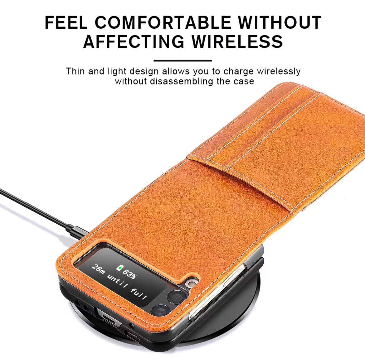 Premium Leather Wallet Wireless Charging Samsung Z Flip Case Mobile Case by CoverMeUp - Style 6