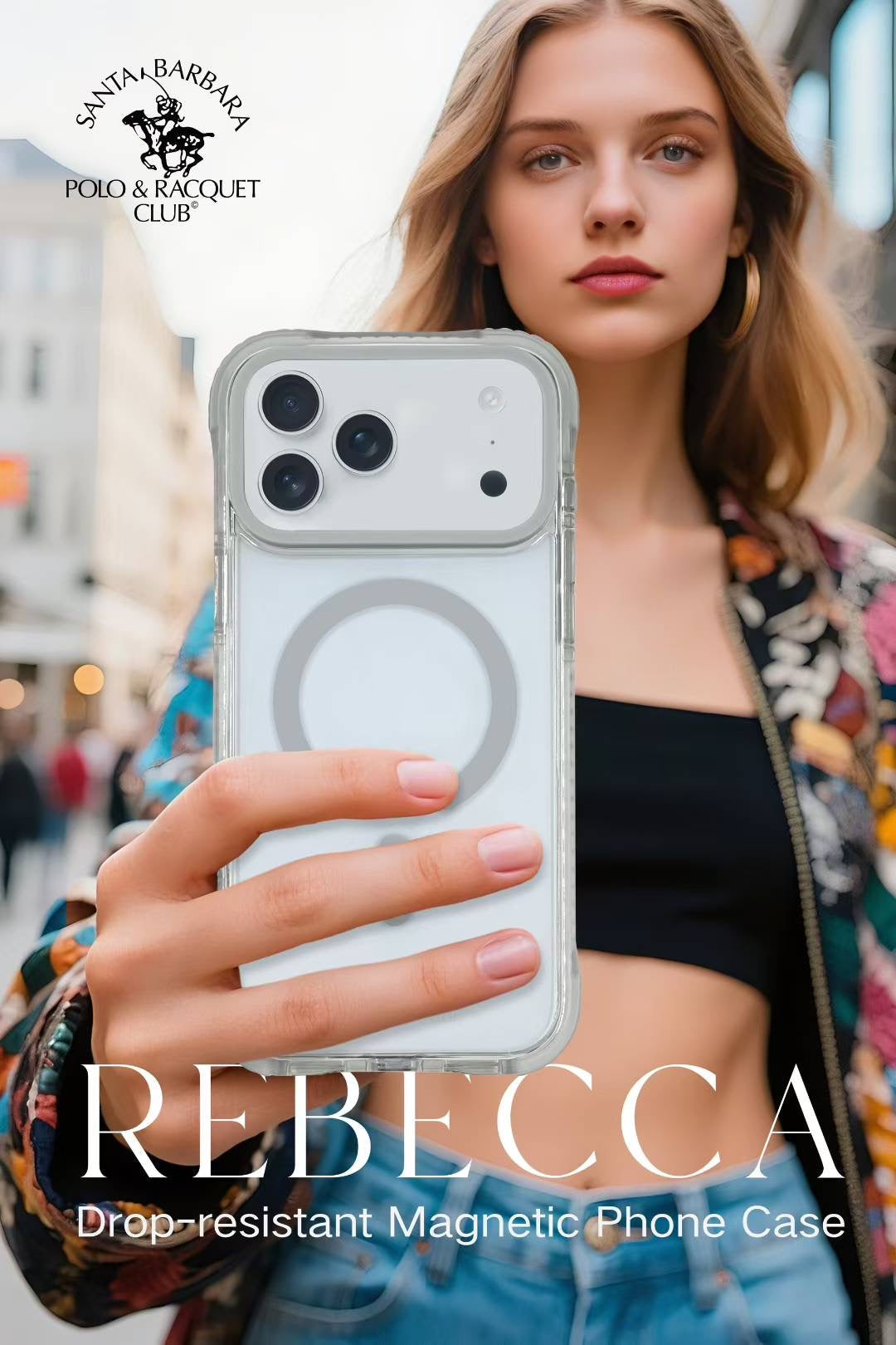 Protective Apple iPhone Back Cover - Santa Barbara Polo Raquet Club REBECCA Series for iPhone 17 Pro (Light Grey)