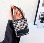 Luxury 3D Bow Floral Camellia Fabric Houndstooth Pattern Lanyard Handbag Samsung Z Flip Case Mobile Case by CoverMeUp - Style 4