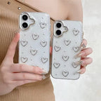 Protective Apple iPhone Back Cover - 3D Glitter Silver Heart Transparent iPhone Soft Case