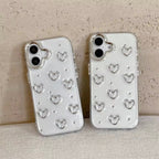 Protective Apple iPhone Back Cover - 3D Glitter Silver Heart Transparent iPhone Soft Case - Style 4