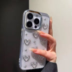 Protective Apple iPhone Back Cover - 3D Glitter Silver Heart Transparent iPhone Soft Case - Style 8