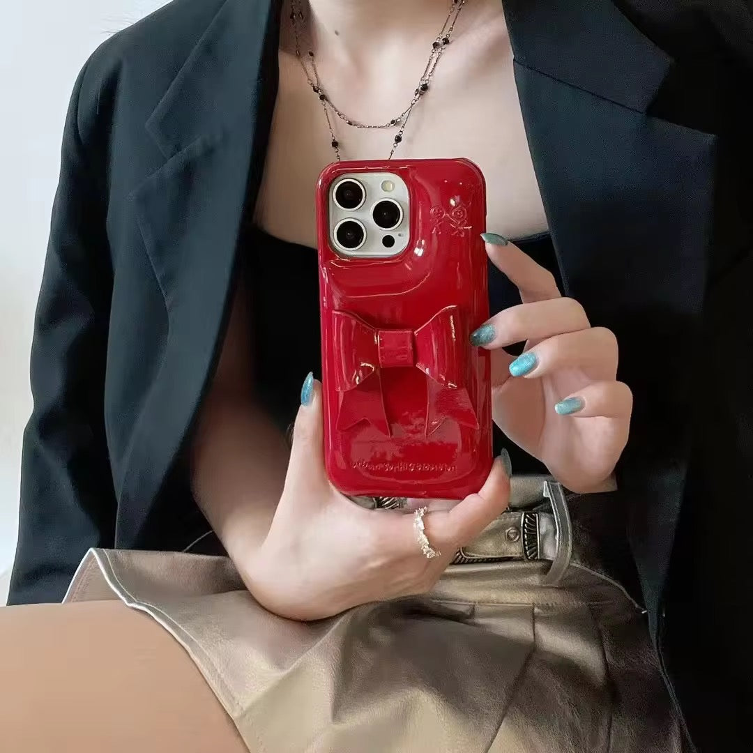 3D Aesthetic Bow Soap iPhone Hybrid Silicone Case