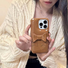 3D Aesthetic Bow Soap iPhone Hybrid Silicone Case