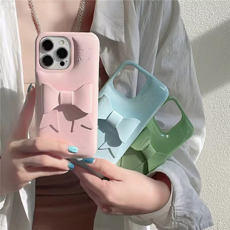 Protective Apple iPhone Back Cover - 3D Aesthetic Bow Soap iPhone Hybrid Silicone Case - Style 6