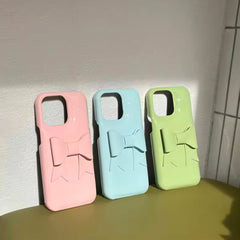 3D Aesthetic Bow Soap iPhone Hybrid Silicone Case