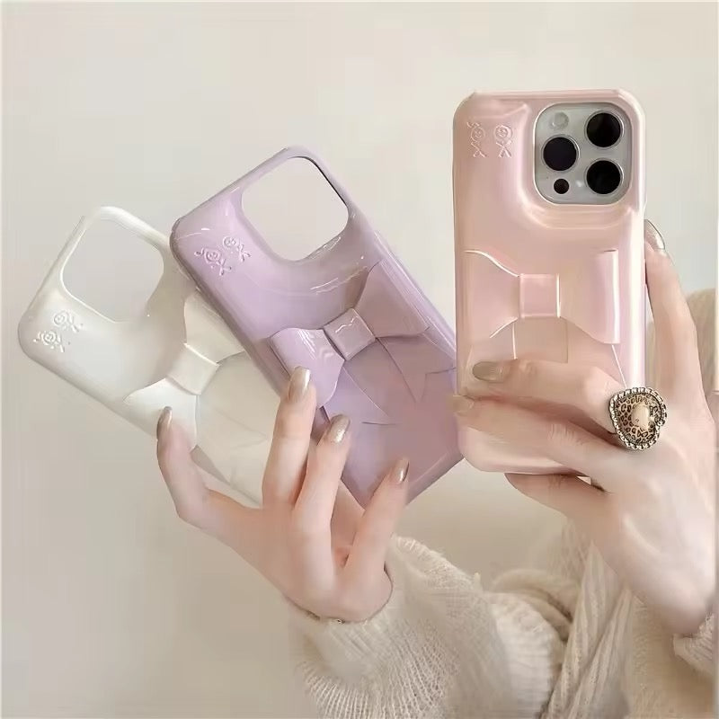 3D Aesthetic Bow Soap iPhone Hybrid Silicone Case