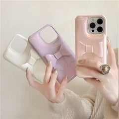 3D Aesthetic Bow Soap iPhone Hybrid Silicone Case