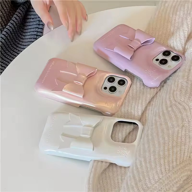 Protective Apple iPhone Back Cover - 3D Aesthetic Bow Soap iPhone Hybrid Silicone Case - Style 17