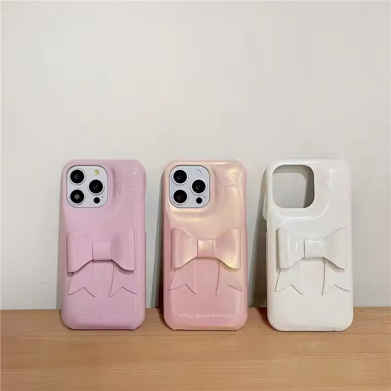 Protective Apple iPhone Back Cover - 3D Aesthetic Bow Soap iPhone Hybrid Silicone Case - Style 16