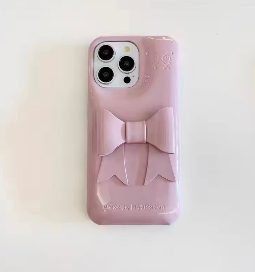 Protective Apple iPhone Back Cover - 3D Aesthetic Bow Soap iPhone Hybrid Silicone Case - Style 9