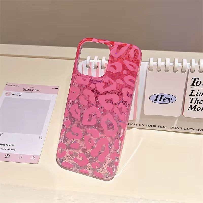 Protective Apple iPhone Back Cover - Leopard Shaded Glitter Glossy iPhone Pre-Order Case - Style 4