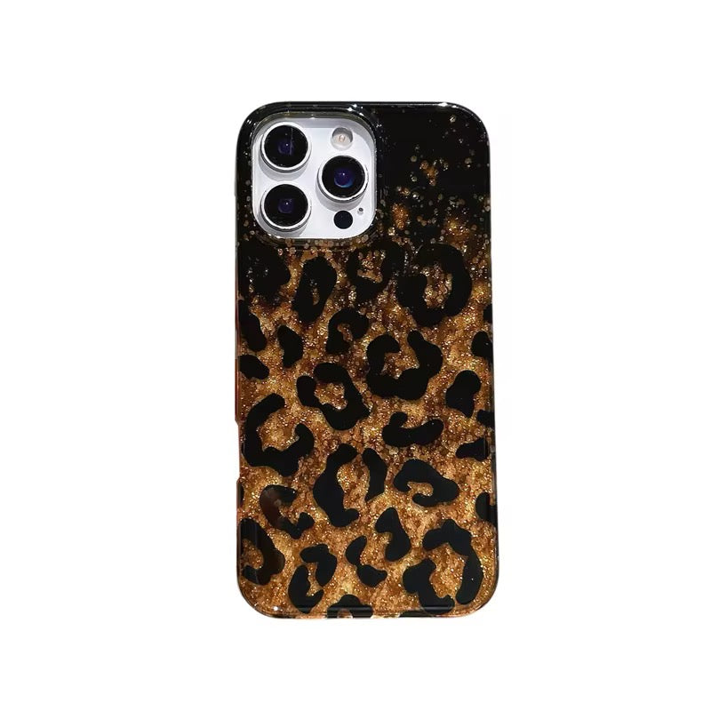 Protective Apple iPhone Back Cover - Leopard Shaded Glitter Glossy iPhone Pre-Order Case - Style 6