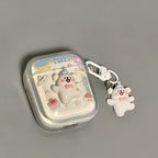 3D White Bear Transparent Airpod Case With Hanging Mobile Case by CoverMeUp