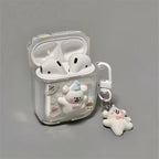 3D White Bear Transparent Airpod Case With Hanging Mobile Case by CoverMeUp - Style 2