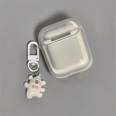 3D White Bear Transparent Airpod Case With Hanging