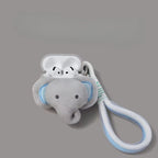 3D Gray Elephant Plush Fur Fabric Airpod Case With Hanging Mobile Case by CoverMeUp