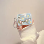 Blue Floral Mirror Airpod Case With Hanging Mobile Case by CoverMeUp - Style 6
