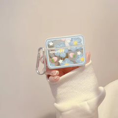Blue Floral Mirror Airpod Case With Hanging