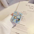 Blue Floral Mirror Airpod Case With Hanging Mobile Case by CoverMeUp - Style 5