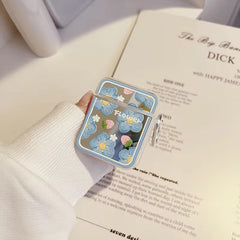 Blue Floral Mirror Airpod Case With Hanging