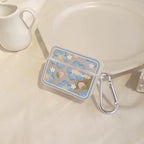 Blue Floral Mirror Airpod Case With Hanging Mobile Case by CoverMeUp - Style 4