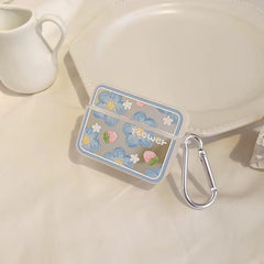 Blue Floral Mirror Airpod Case With Hanging