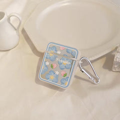 Blue Floral Mirror Airpod Case With Hanging