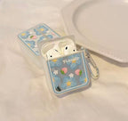 Blue Floral Mirror Airpod Case With Hanging Mobile Case by CoverMeUp