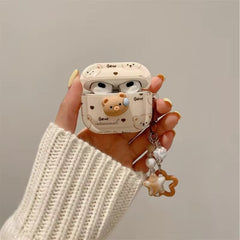 3D Brown Bear Airpod Case With Lanyard