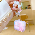 Cute Pink Stars Wavy Silicone Airpod With Lanyard Mobile Case by CoverMeUp - Style 4