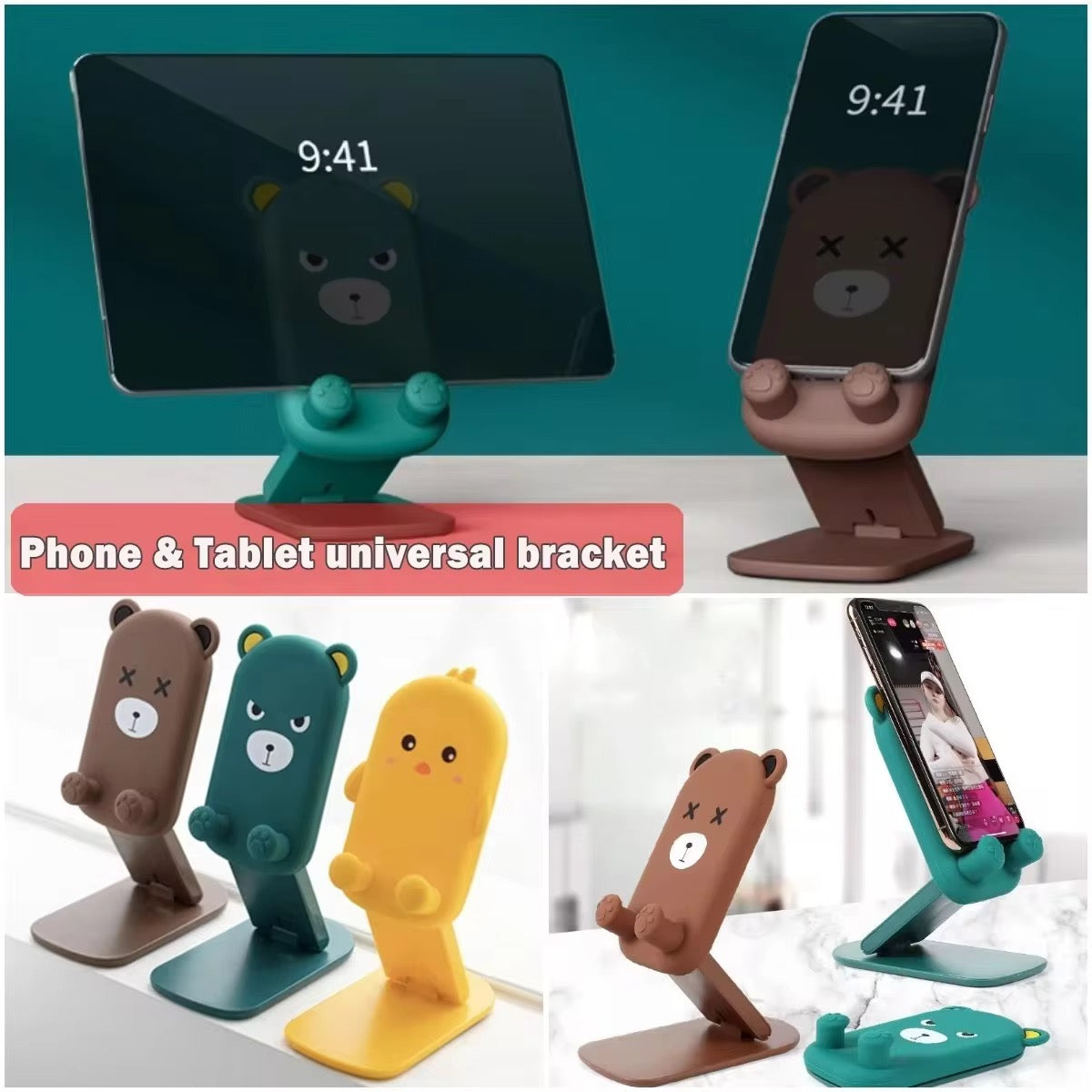 Kawaii Cute Cartoon Portable Table Desktop Phone Holder Stand Mobile Case by CoverMeUp - Style 4