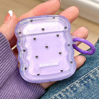 Purple Wavy Edge With Black Hearts Airpod Case Mobile Case by CoverMeUp - Style 5