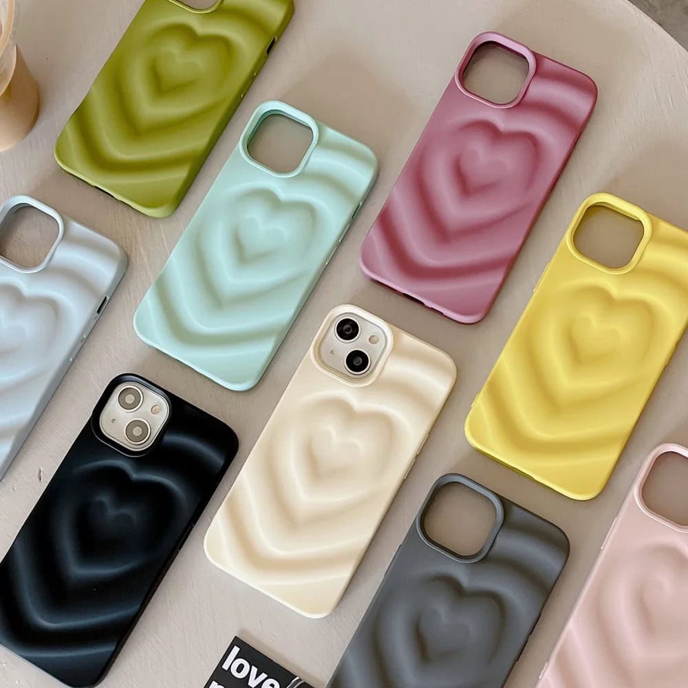 Protective Apple iPhone Back Cover - Heart Matte Colorful Candy iPhone 3D Textured Case