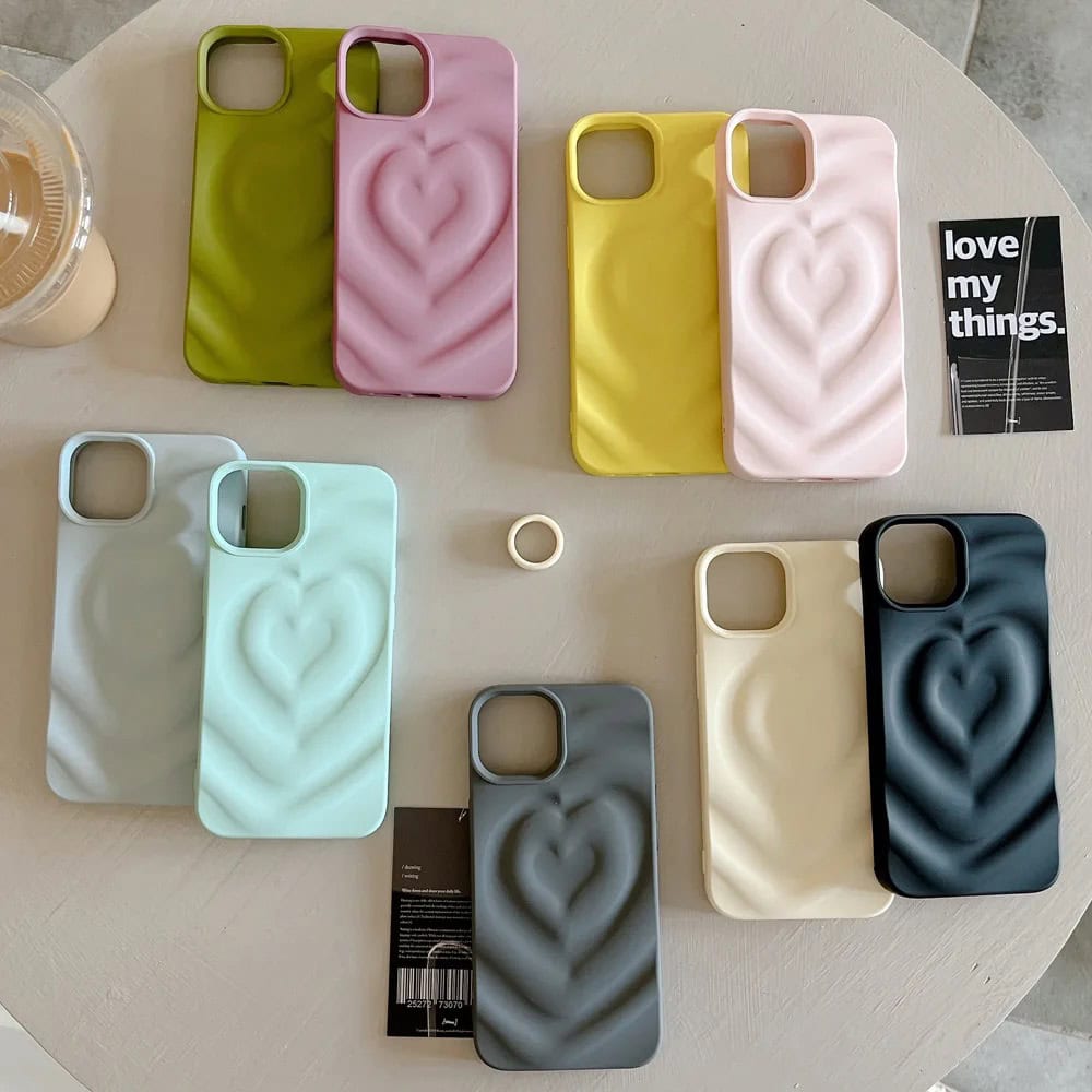 Protective Apple iPhone Back Cover - Heart Matte Colorful Candy iPhone 3D Textured Case - Style 2