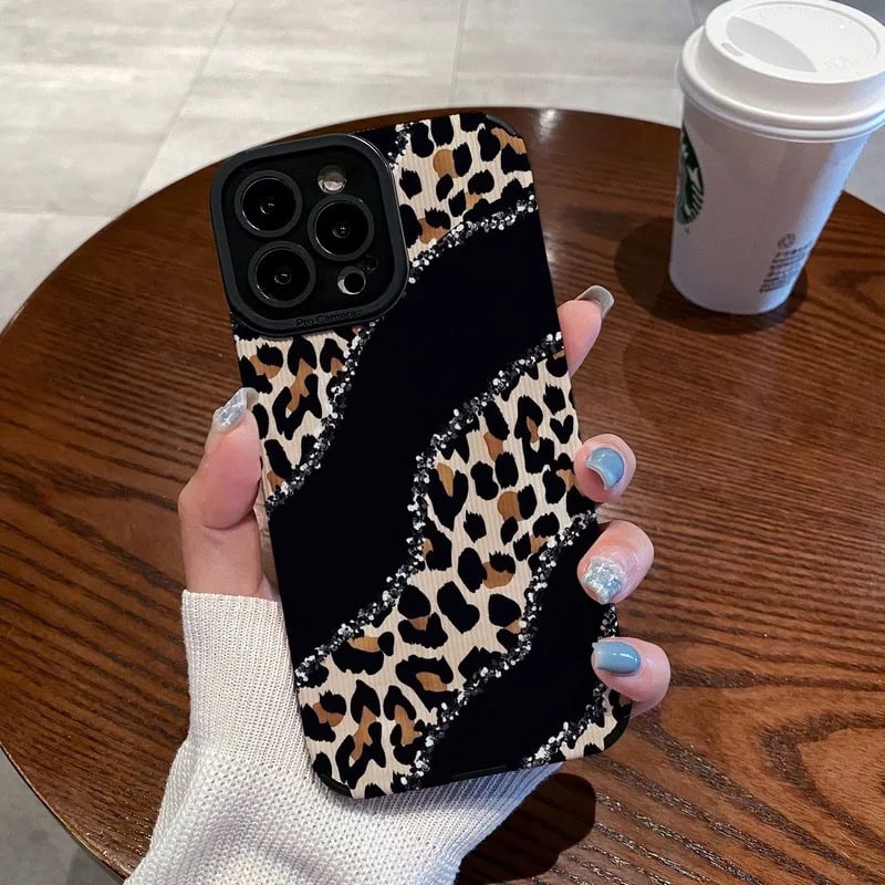 Protective Apple iPhone Back Cover - Leopard Black Lines Textured iPhone Soft Silicone Case