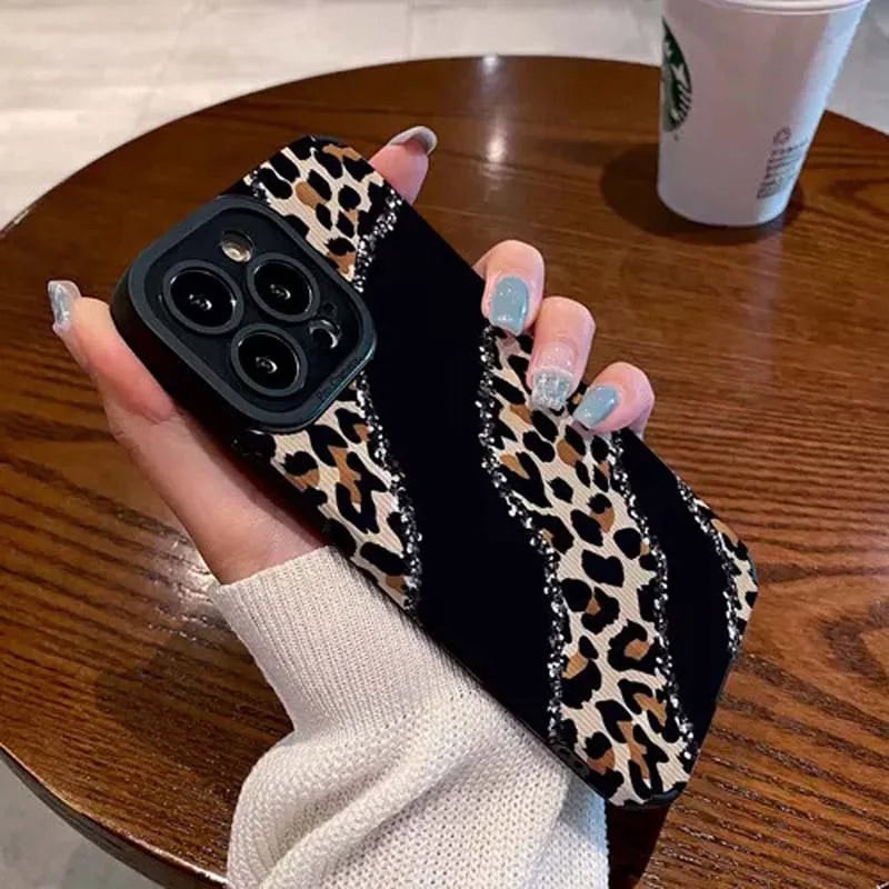 Protective Apple iPhone Back Cover - Leopard Black Lines Textured iPhone Soft Silicone Case - Style 2