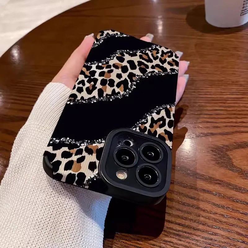 Protective Apple iPhone Back Cover - Leopard Black Lines Textured iPhone Soft Silicone Case - Style 5