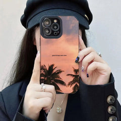 Sunset Motivational Quote Textured iPhone Soft Silicone Case