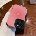 Protective Apple iPhone Back Cover - Small White Heart On Pink Textured iPhone Soft Silicone Case - Style 4