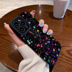 Protective Apple iPhone Back Cover - Colorful Stars Textured iPhone Soft Silicone Case