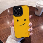 Protective Apple iPhone Back Cover - Smiley Wink Yellow Textured iPhone Soft Silicone Case