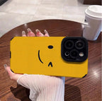 Protective Apple iPhone Back Cover - Smiley Wink Yellow Textured iPhone Soft Silicone Case - Style 4