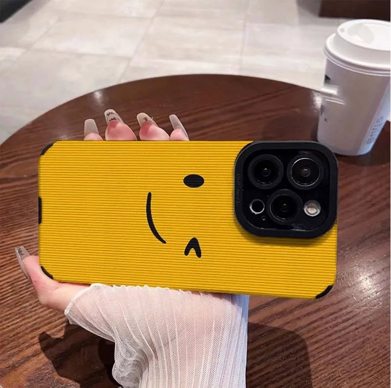 Protective Apple iPhone Back Cover - Smiley Wink Yellow Textured iPhone Soft Silicone Case - Style 4