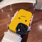 Protective Apple iPhone Back Cover - Smiley Wink Yellow Textured iPhone Soft Silicone Case - Style 3