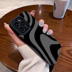 Protective Apple iPhone Back Cover - Gray Black Abstract Design Textured iPhone Soft Silicone Case