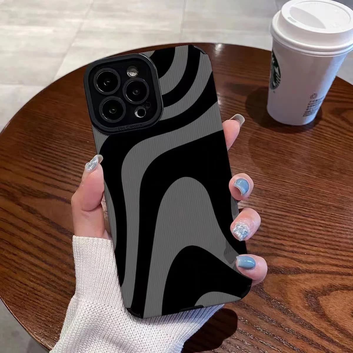 Protective Apple iPhone Back Cover - Gray Black Abstract Design Textured iPhone Soft Silicone Case - Style 2