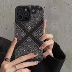 Protective Apple iPhone Back Cover - Black White Mandala Design Textured iPhone Soft Silicone Case