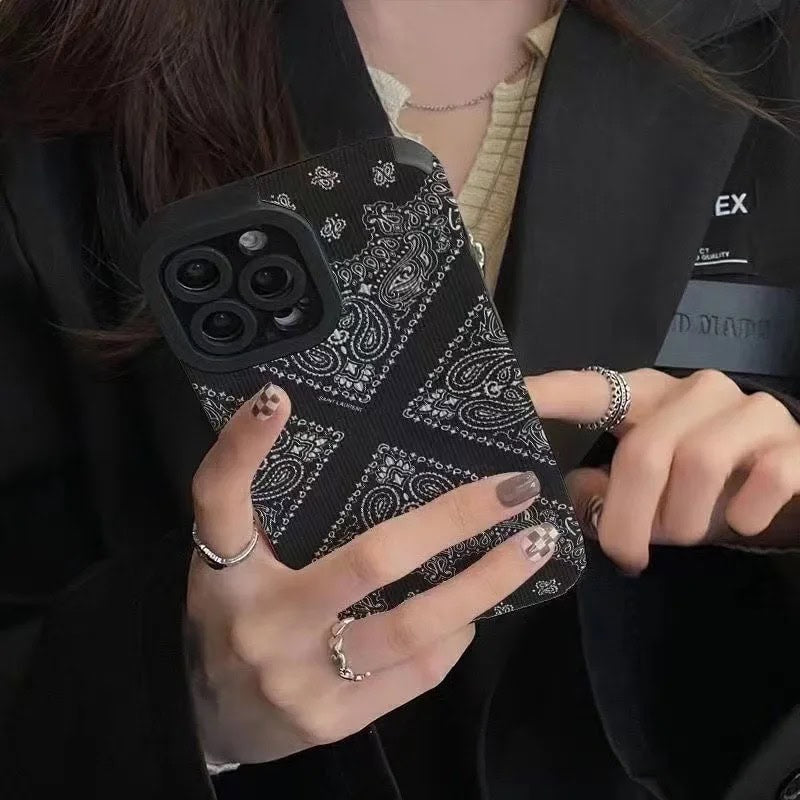 Protective Apple iPhone Back Cover - Black White Mandala Design Textured iPhone Soft Silicone Case - Style 3